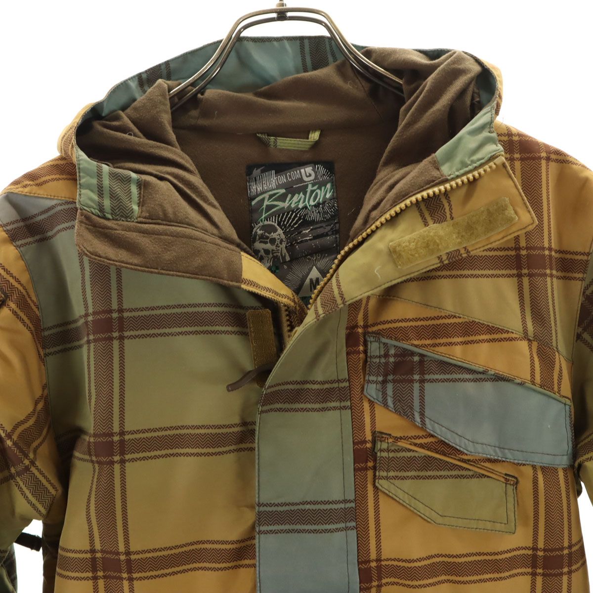 BURTON バートン チェック柄 スノーボード ジャケット M イエロー系