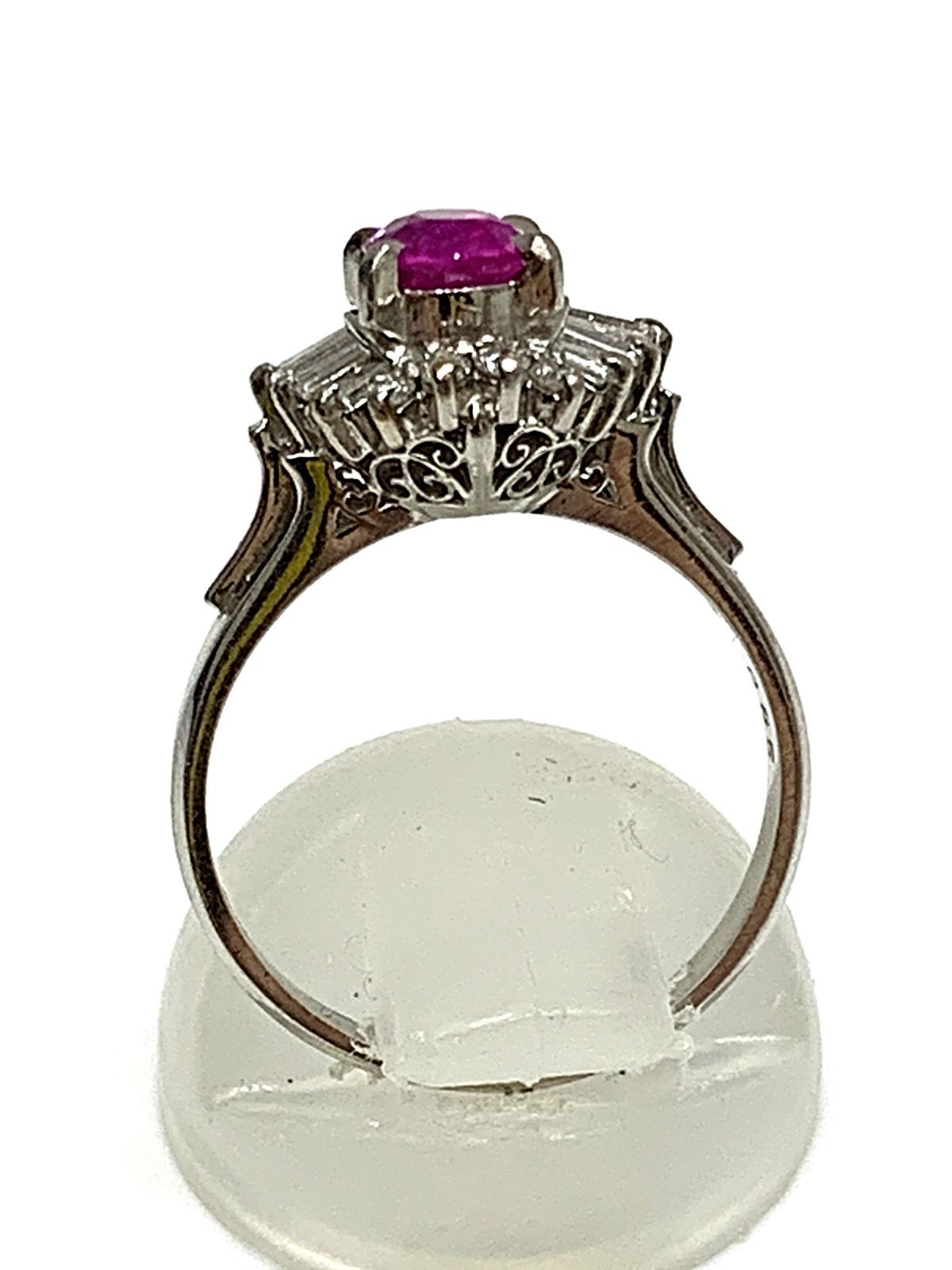 訳あり》PT900 ピンク石 0.85ct ダイヤモンド 総計 0.36ctリング