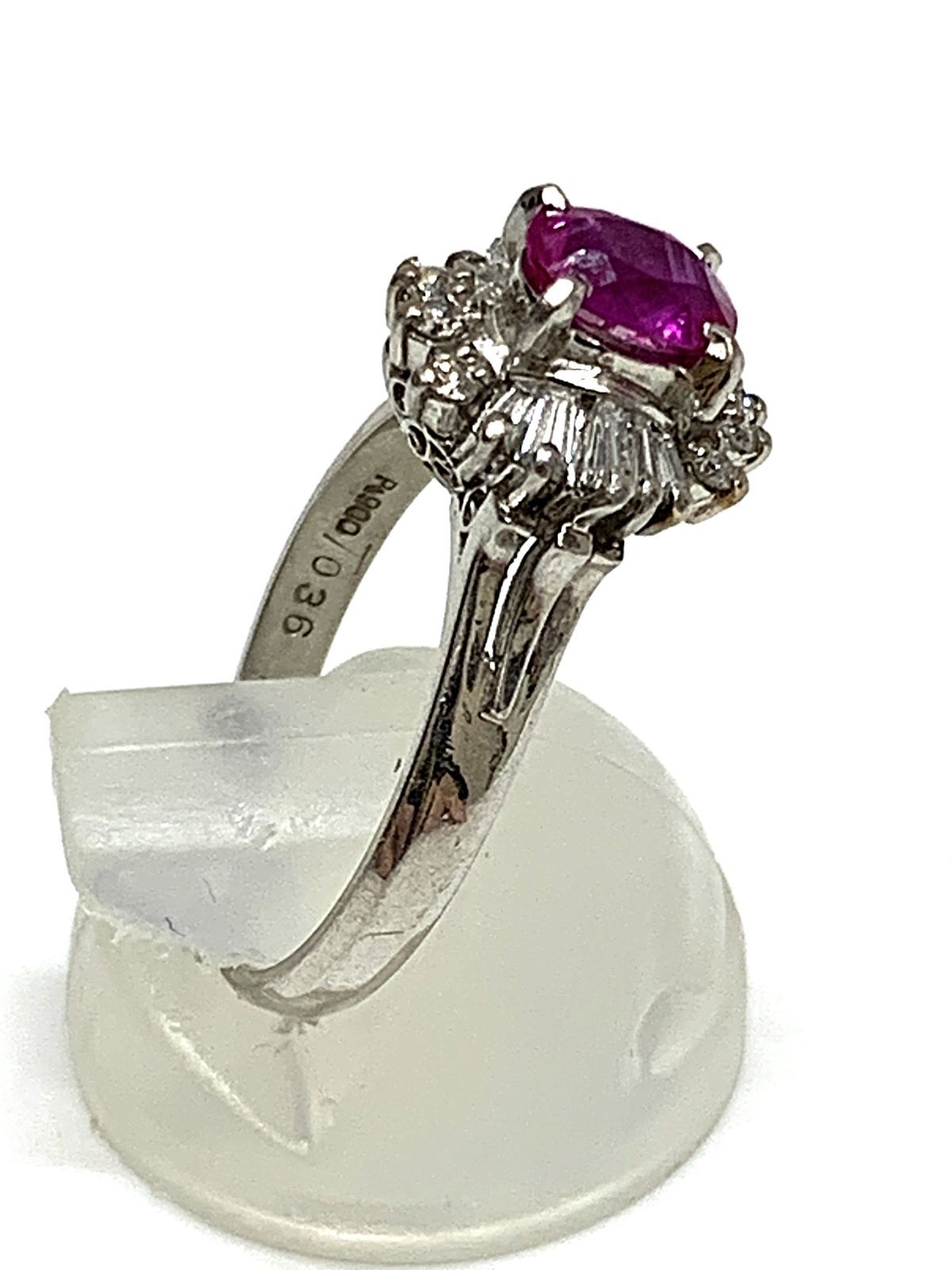 訳あり》PT900 ピンク石 0.85ct ダイヤモンド 総計 0.36ctリング