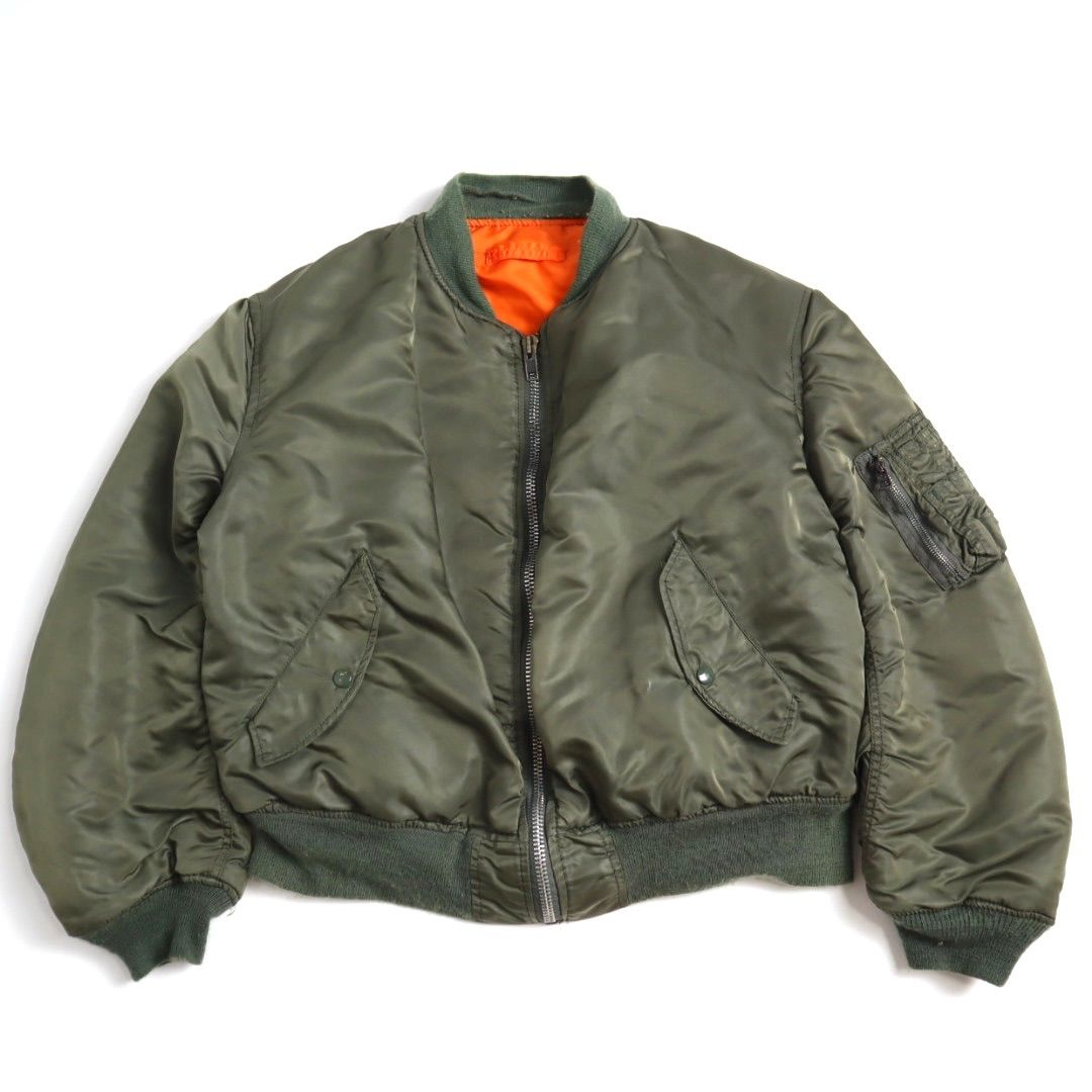 80s USA製 ALPHA INDUSTRIES MA-1 カーキ XL 短丈 ブルゾン フライト