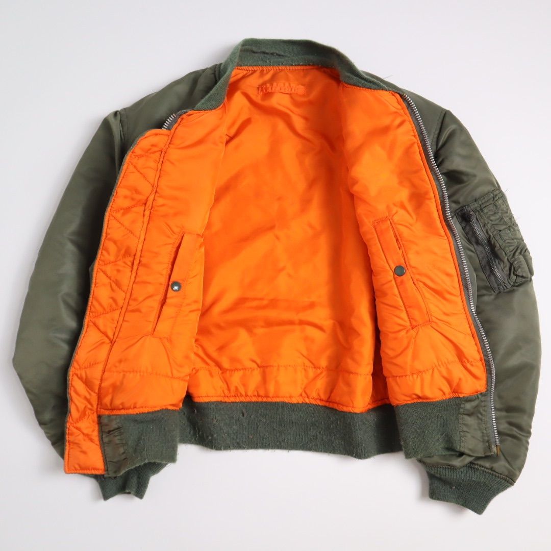 80s USA製 ALPHA INDUSTRIES MA-1 カーキ XL 短丈 ブルゾン フライト