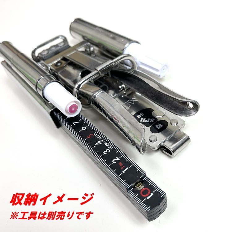  三貴MIKI 工具ホルダー工具差し SPH 50-B特注 カッター 16 mm用マーカー タフペイント サクラ中字 折尺 23 mmマーカー 三菱PX-30 SPH着脱タイプ オールステンレス 本革 レザー 4連差し その他 金物 部品