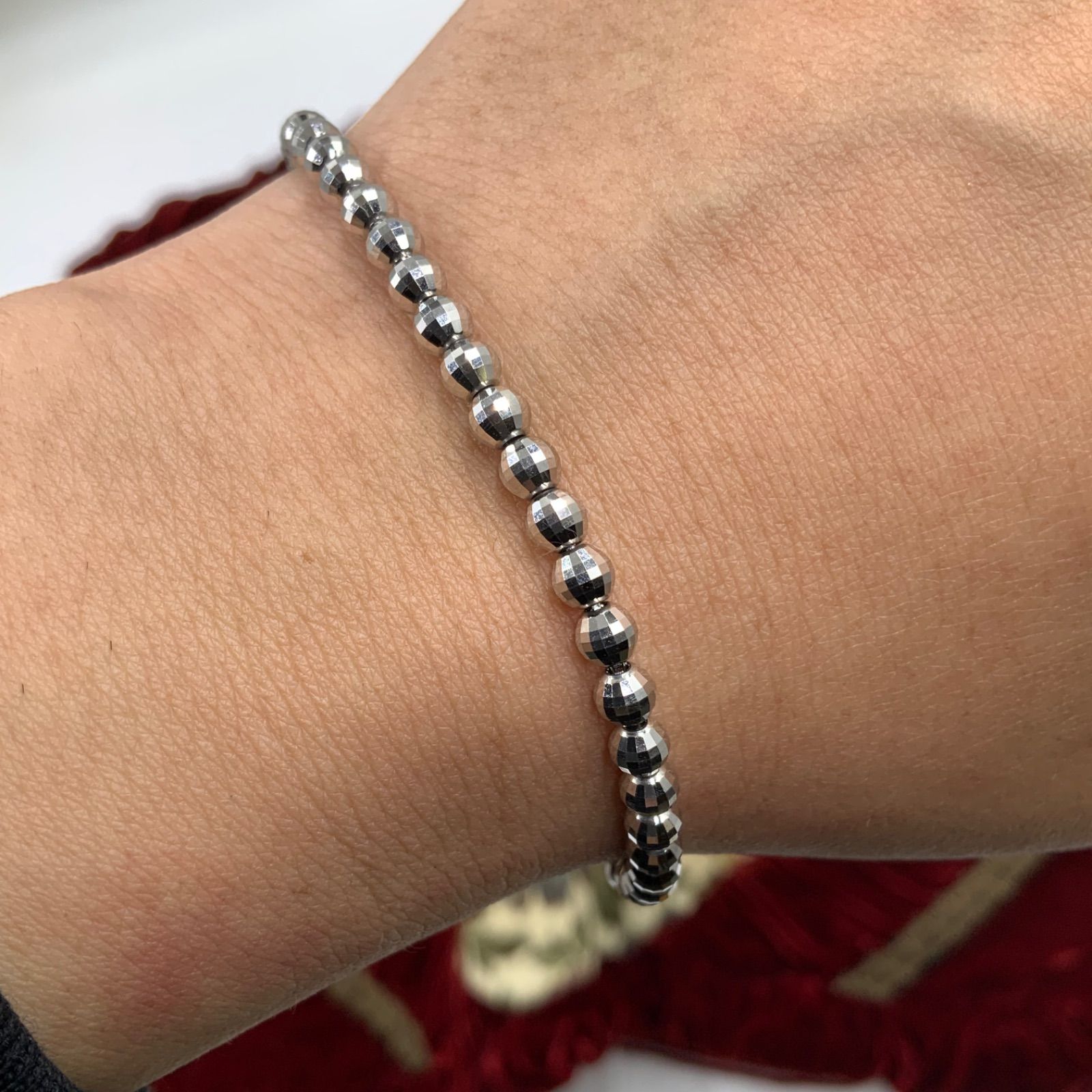 Pt 850 ミラーボール ブレスレット 10 1 g 約18 cm