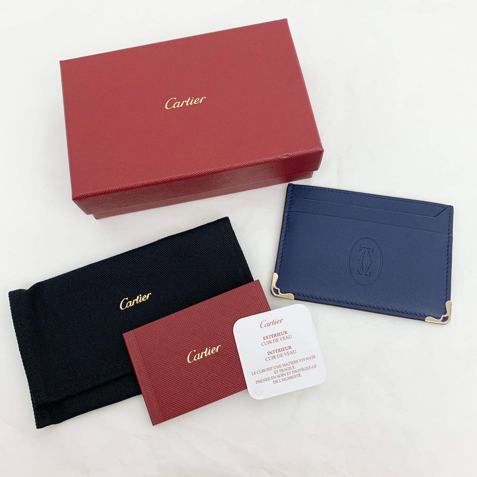 美品 cartier カルティエ カードケース カードホルダー 青 ブルー