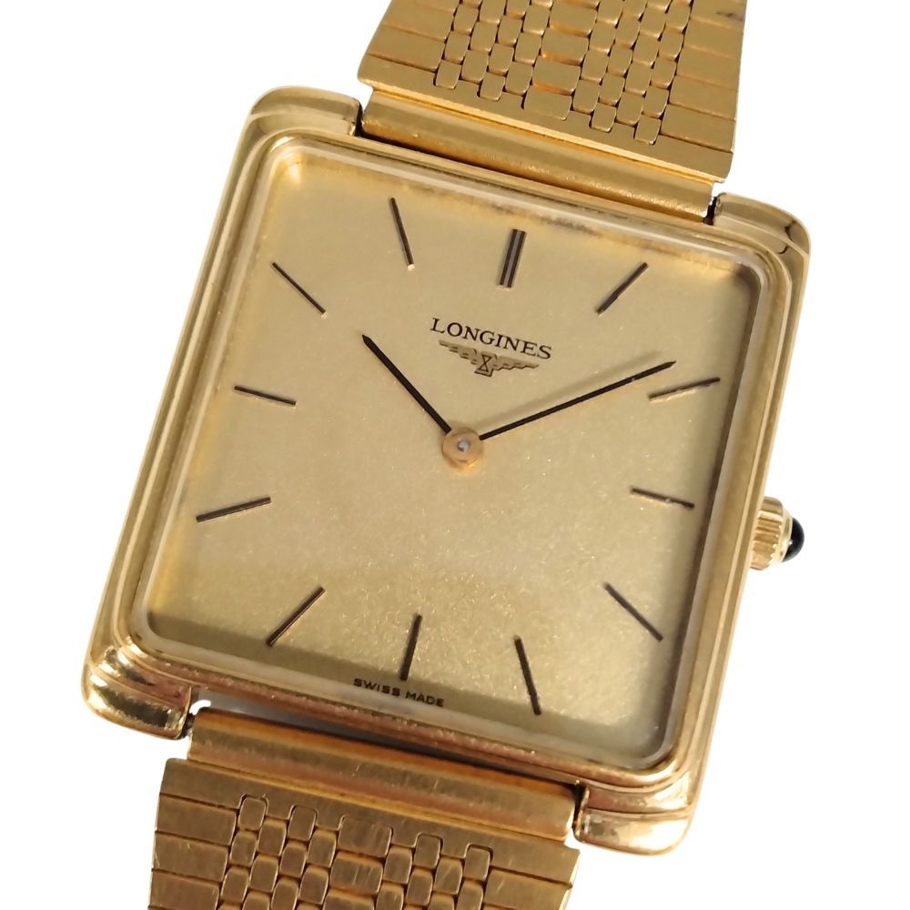 LONGINES ロンジン スクエア ゴールド 手巻き ステンレス ベルト社外 Maruma 腕時計 C888