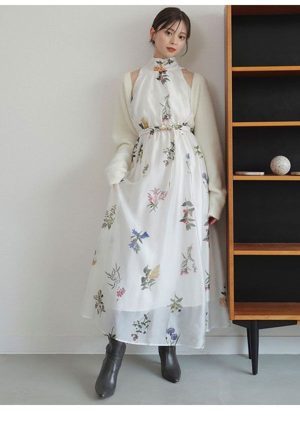 Sustainableフラワーモチーフワンピース ボレロセット