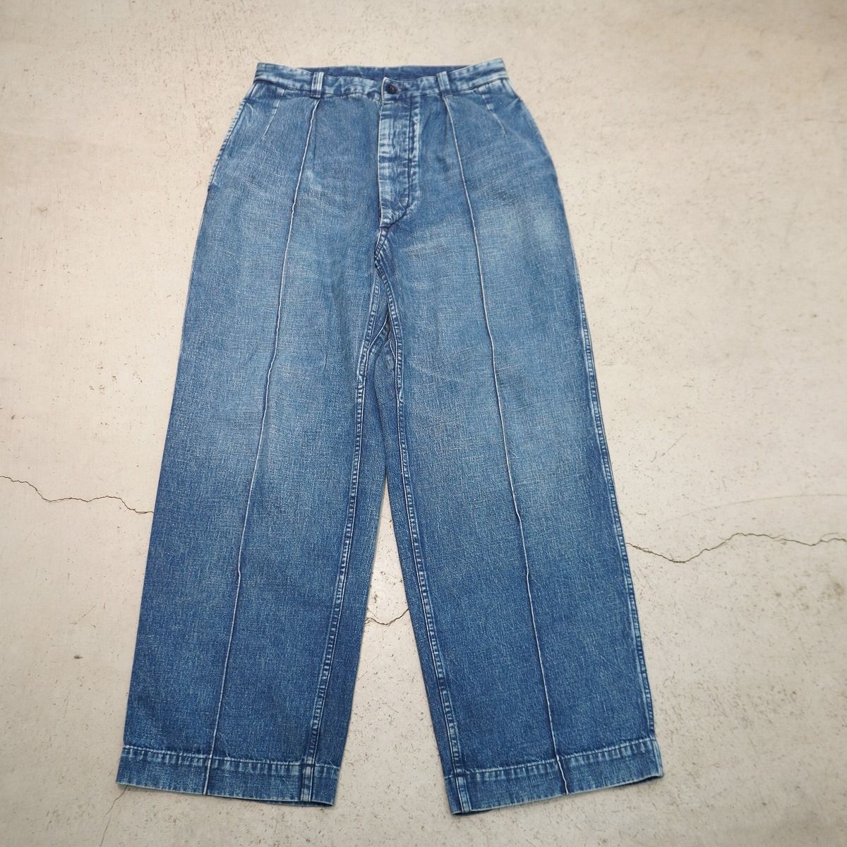 23SS ULTERIOR アルテリア NEPPED OLD DENIM 52 TROUSERS BLUE デニム