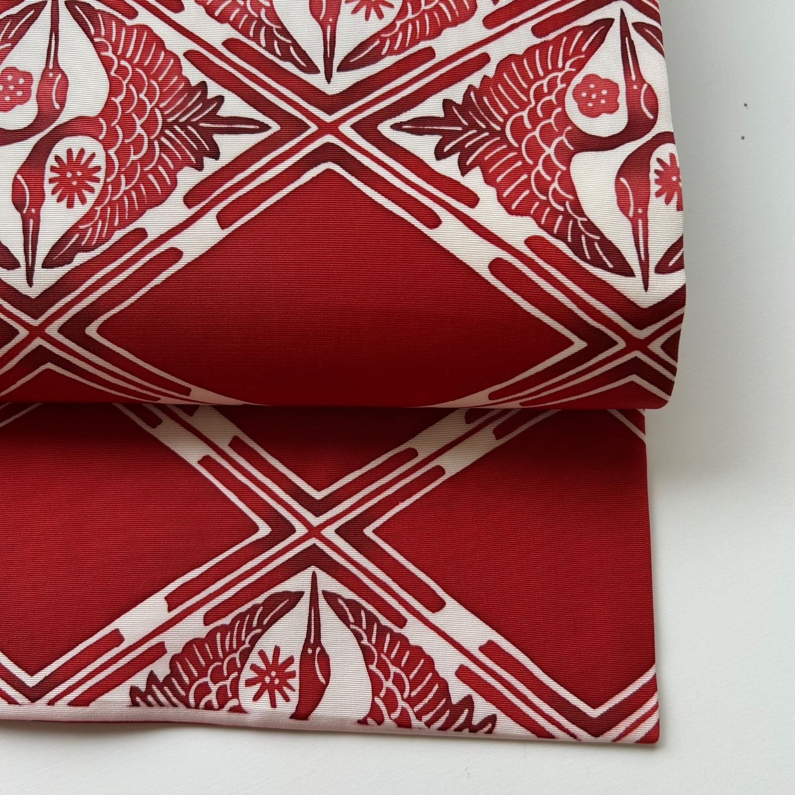 九寸名古屋帯 塩瀬 正絹 花文 作家落款 イ6117