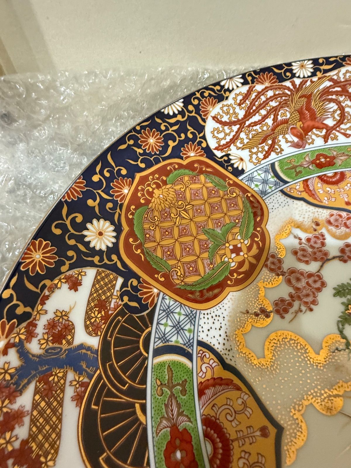 SGM】有田焼 静山作 金彩花模様 鳳凰 龍 大皿 - メルカリ