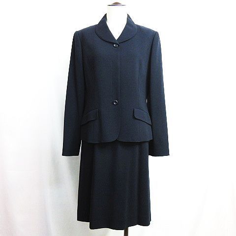miss ashida ミスアシダ お受援スーツ セットアップ 羊毛 ウール ジャケット スカート 11 ネイビー 紺色 レディース E393L