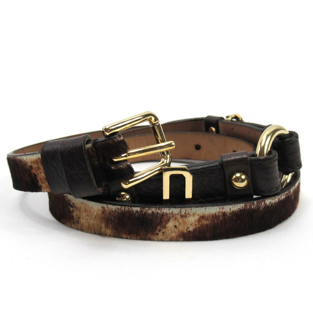 ドルチェアンドガッバーナ DOLCE-GABBANA ベルト ハラコ ドルガバ ブラウン ベージュ レディース