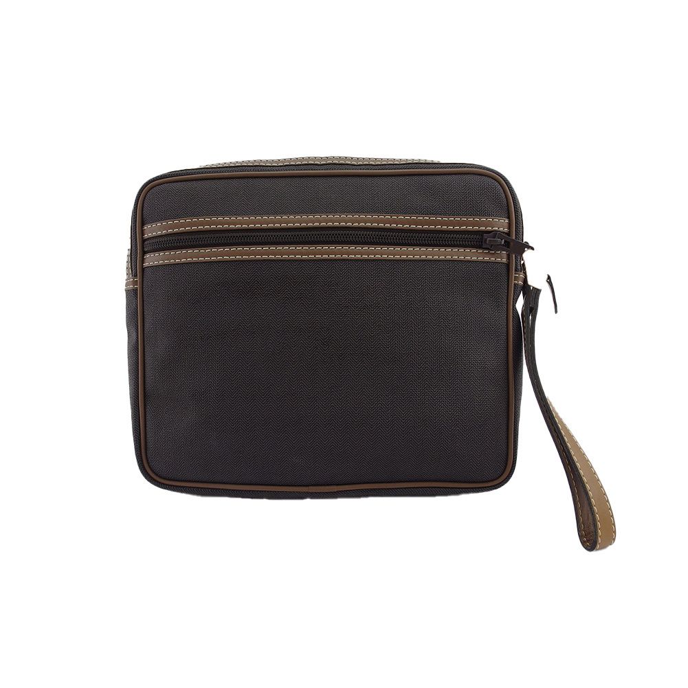 ダンヒル Dunhill クラッチバッグ ヘリンボーン グレー 灰色 ブラウン レディース