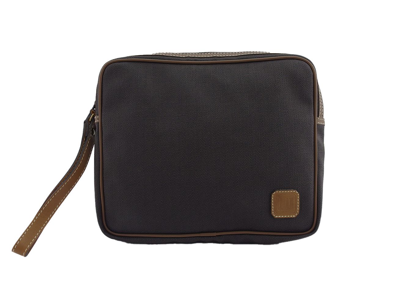 ダンヒル Dunhill クラッチバッグ ヘリンボーン グレー 灰色 ブラウン レディース