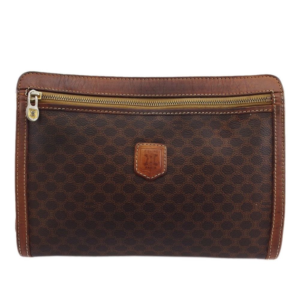 セリーヌ CELINE クラッチバッグ セカンド バッグ マカダム ブラウン PVC×レザー レディース