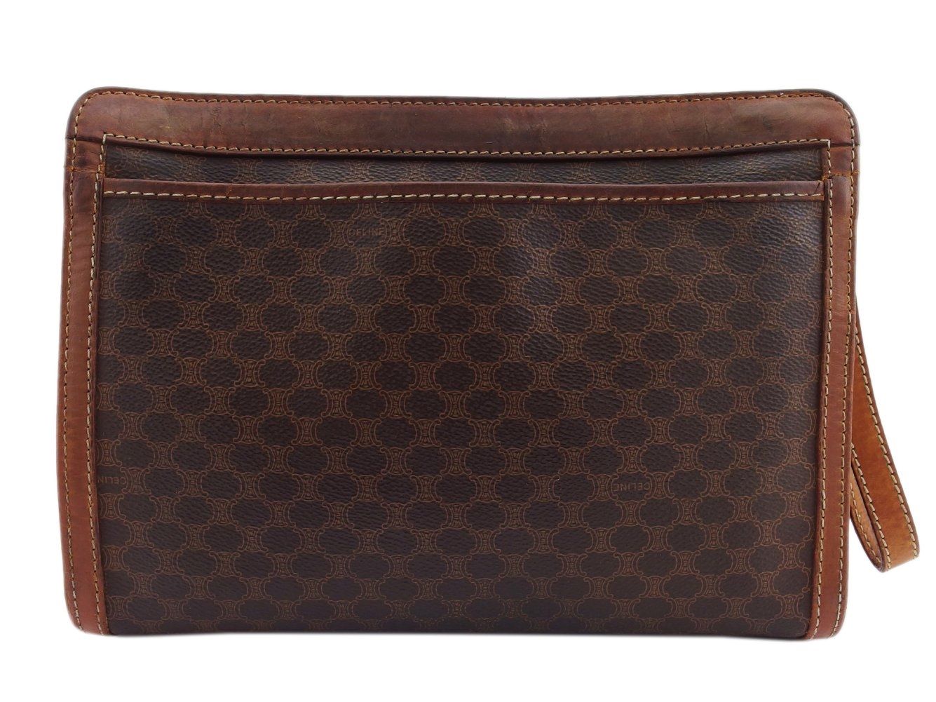 セリーヌ CELINE クラッチバッグ セカンド バッグ マカダム ブラウン PVC×レザー レディース