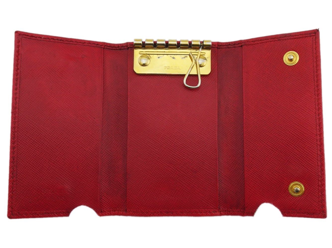 最大20％OFF】プラダ PRADA キーケース トライアングルロゴ レッド