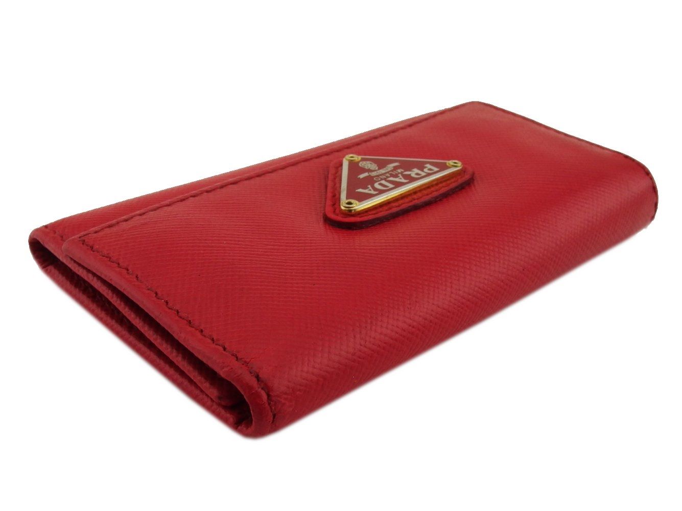 最大20％OFF】プラダ PRADA キーケース トライアングルロゴ レッド