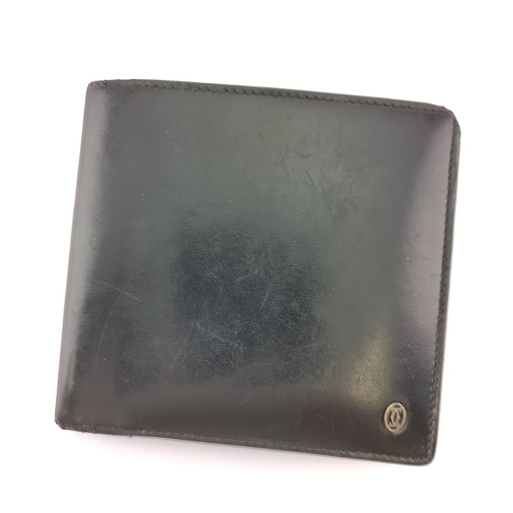 カルティエ CARTIER 二つ折り財布 パシャ ブラック シルバー レザー メンズ