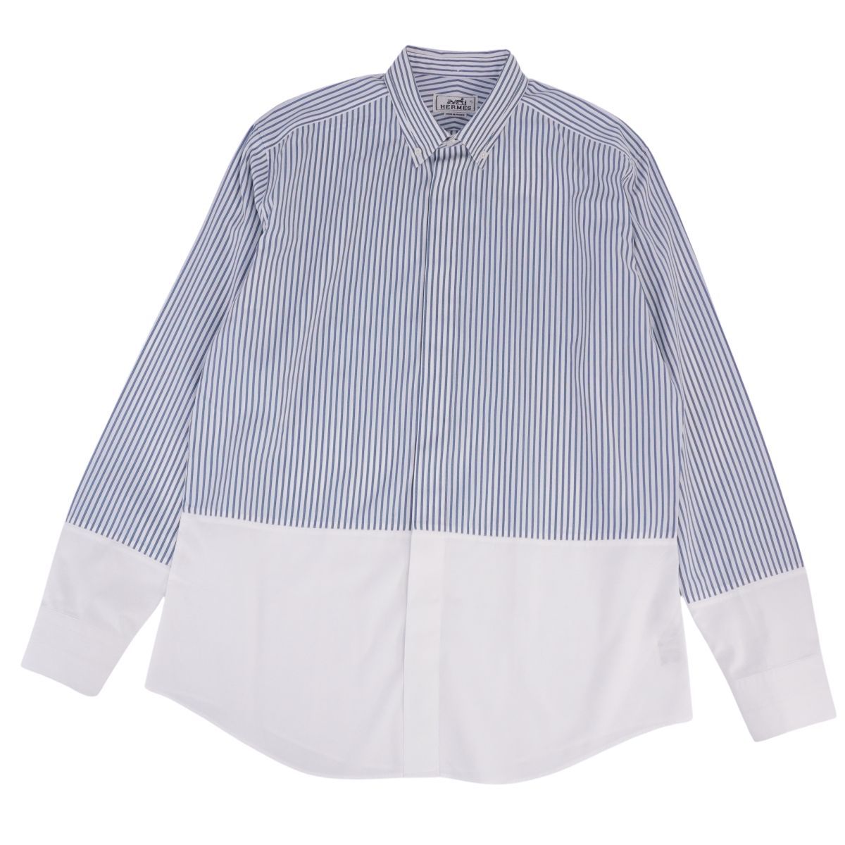 美品 エルメス HERMES シャツ ロングスリーブ 長袖 ストライプ