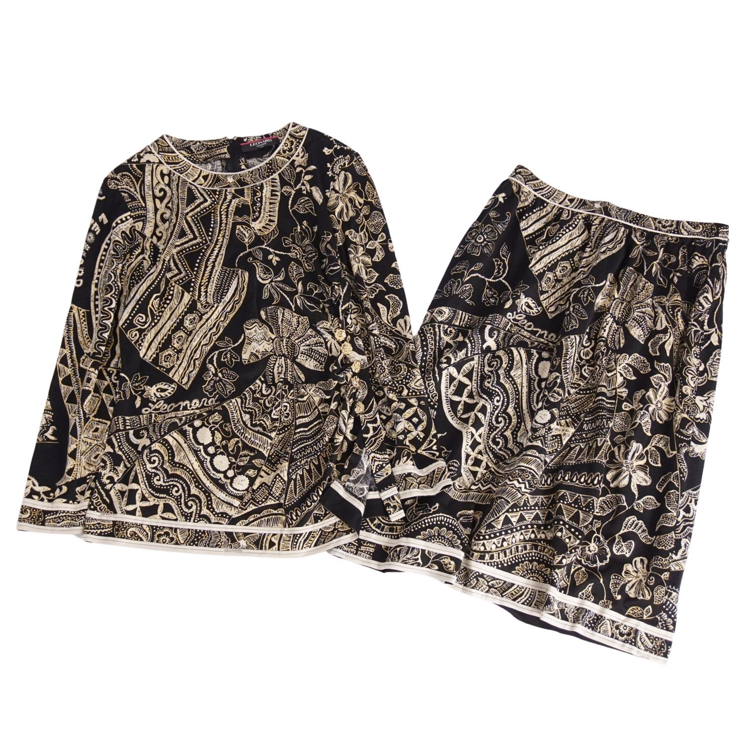 美品 レオナール LEONARD FASHION セットアップ シャツ ブラウス 