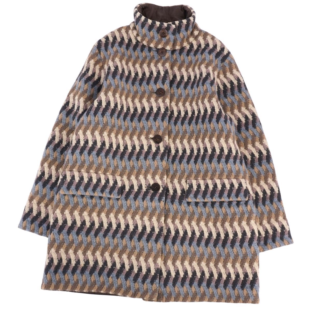美品 ミッソーニ MISSONI コート ロングコート リバーシブル ウール モ