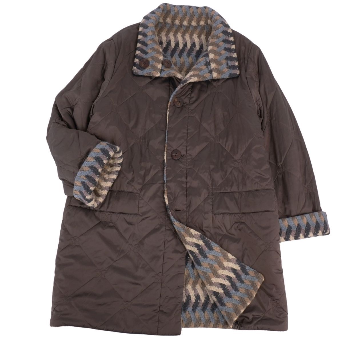 美品 ミッソーニ MISSONI コート ロングコート リバーシブル ウール モ