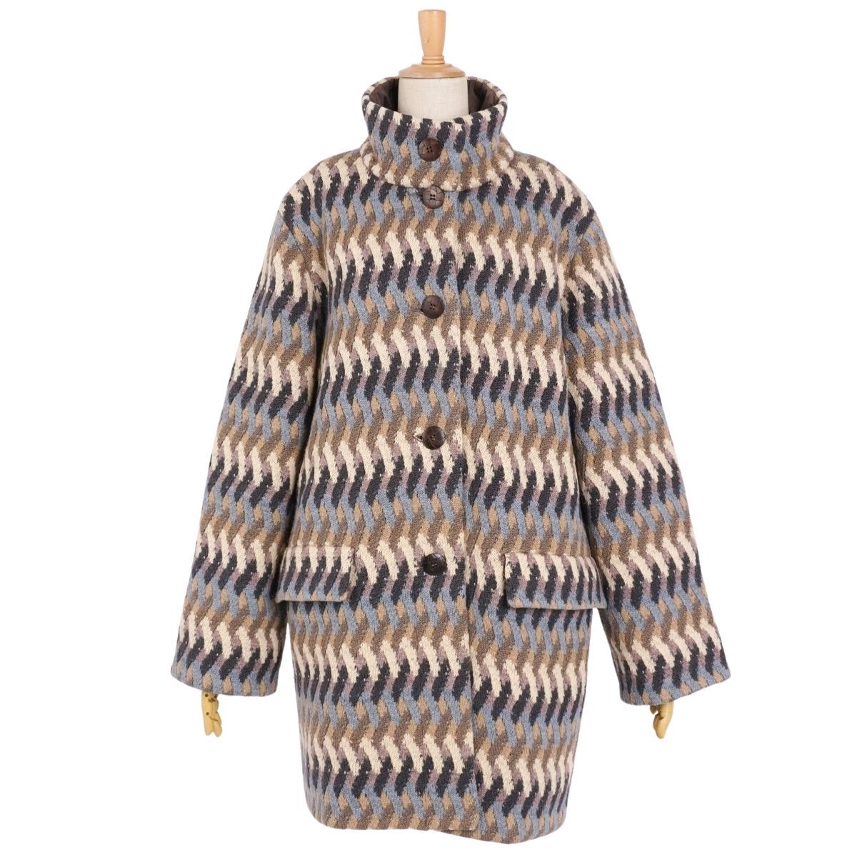 美品 ミッソーニ MISSONI コート ロングコート リバーシブル ウール モ