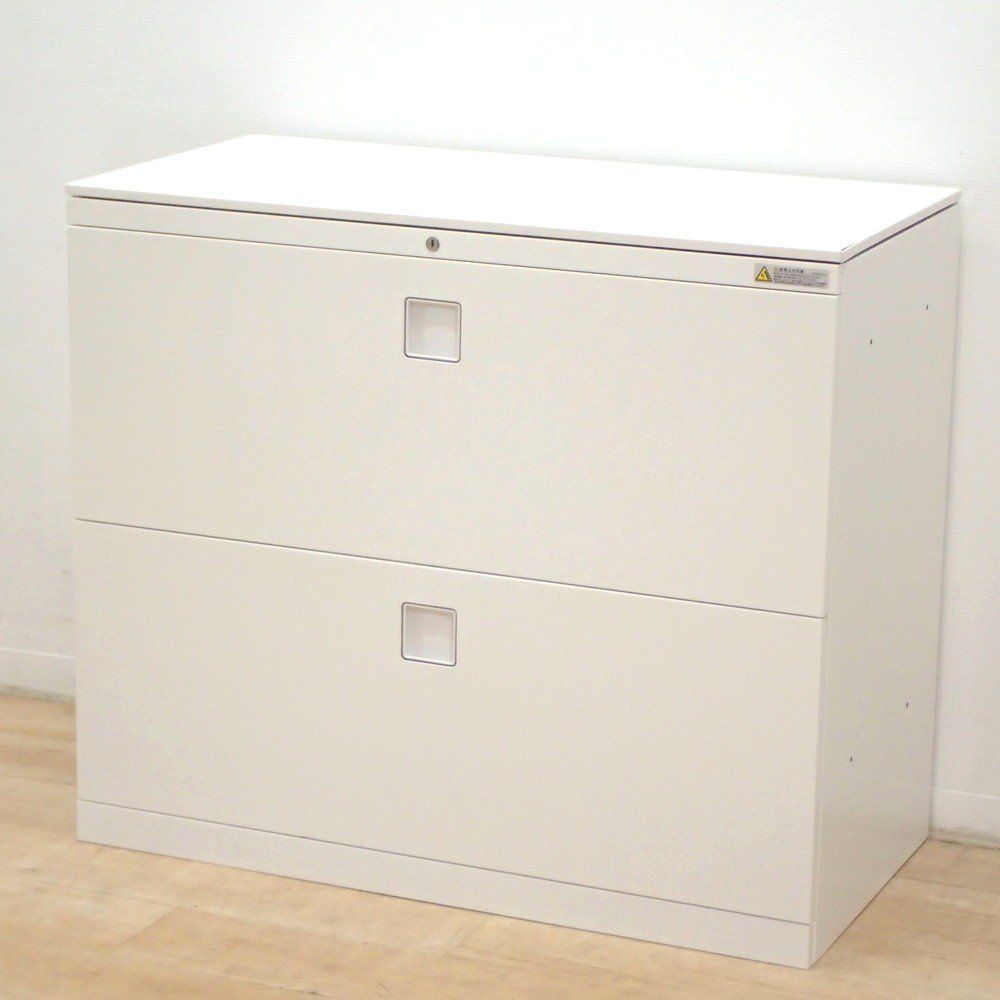 オカムラ okamura レクトライン キャビネット 4 BG 1 ZC ZA 75 2段ラテラル書庫 鍵有 W 900 D 450 H 775 白 引き出し EG 18711 オフィス家具