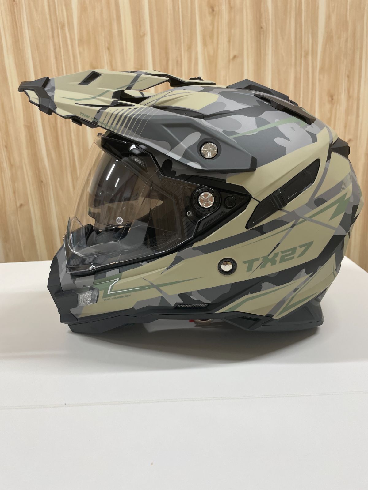 訳アリ XXLサイズ TX 27 カモカーキグリーン マット モトクロス 全排気量対応 オフロードヘルメット オフロードスタイル フルフェイス