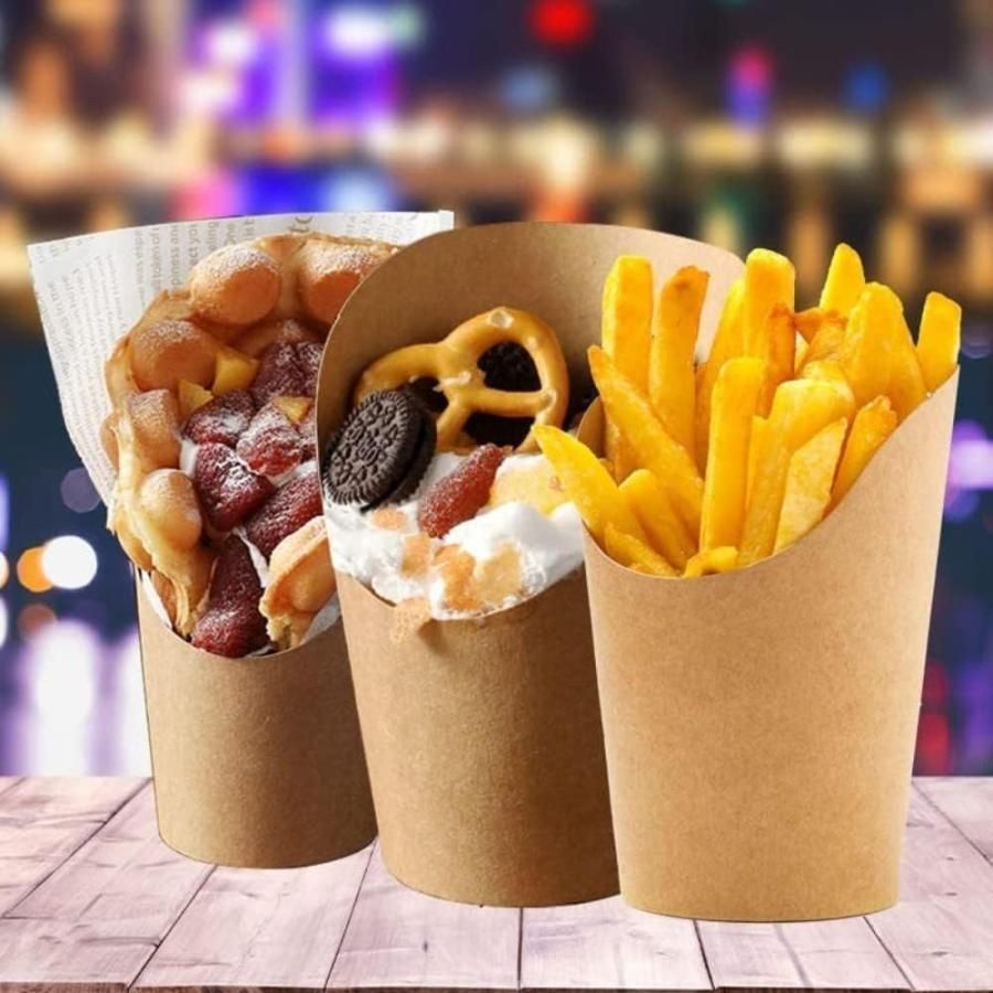 使い捨て紙コップ 業務用 デザートカップ フライドチキンカップ アイスクリームカップ 14 16オンス クラフト紙 バブルワッフル ポテトチッ