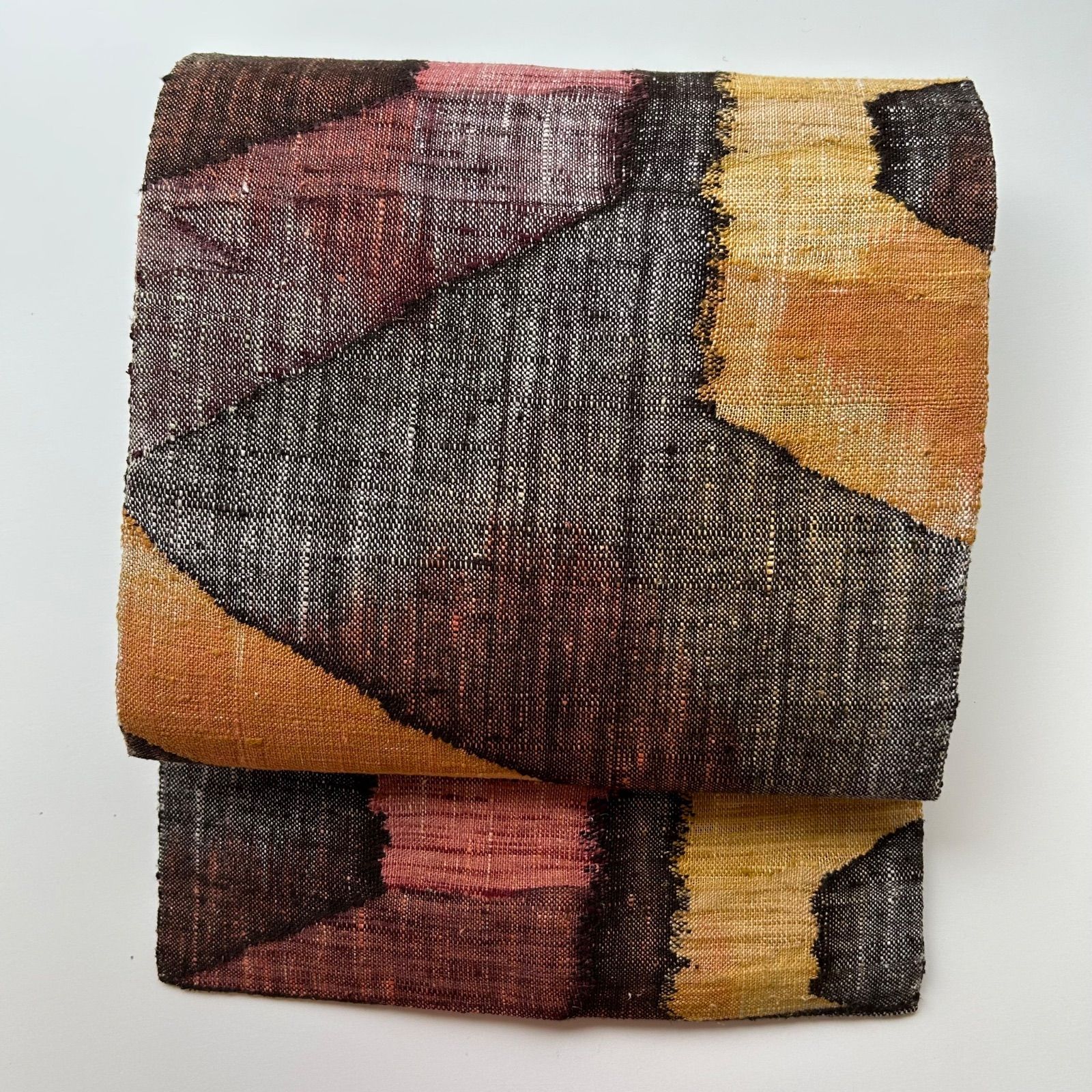 名古屋帯 真綿紬 正絹 織柄の幾何学 八寸 MA-1103 - メルカリ