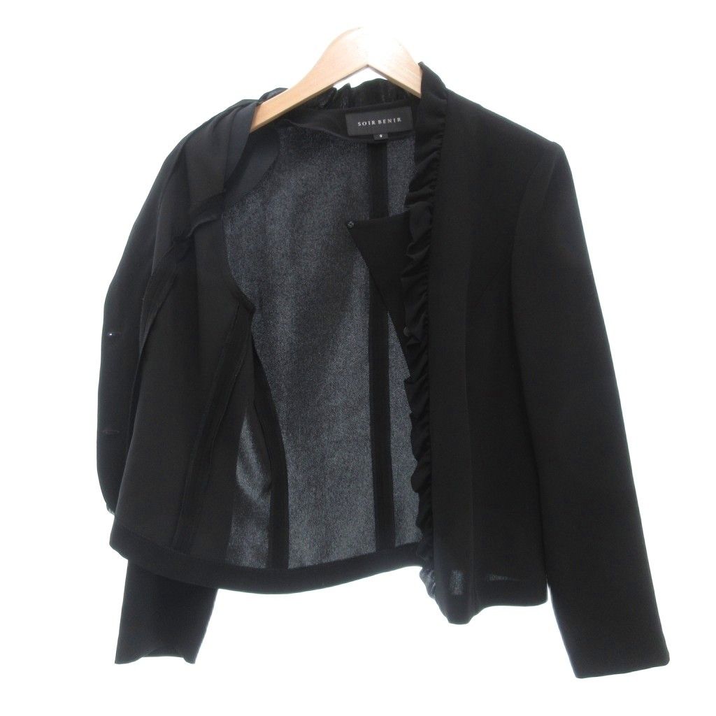 ソワールベニール SOIR BENIR 東京ソワール ブラック フォーマル ジャケット 礼服 9号 黒 フリル UO GY18 GINKGOPHARMACY_COM