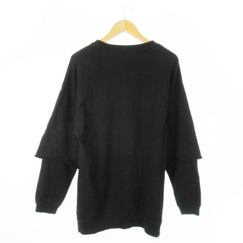 ヒステリックグラマー HYSTERIC GLAMOUR DIZZY-MILKY CHERRY ROUGH オーバーサイズスウェット ラウンドネック 長袖 フェイクレイヤード F 黒 ブラック 01213CS11 AO13 GY18