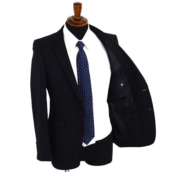 スーツセレクト 2つボタン シングルスーツ S A4 ブラック ノータック 袖口4つ釦 開き見せ BLS1601 夏物 春夏 薄手 5XK006 メンズビジネス 202511