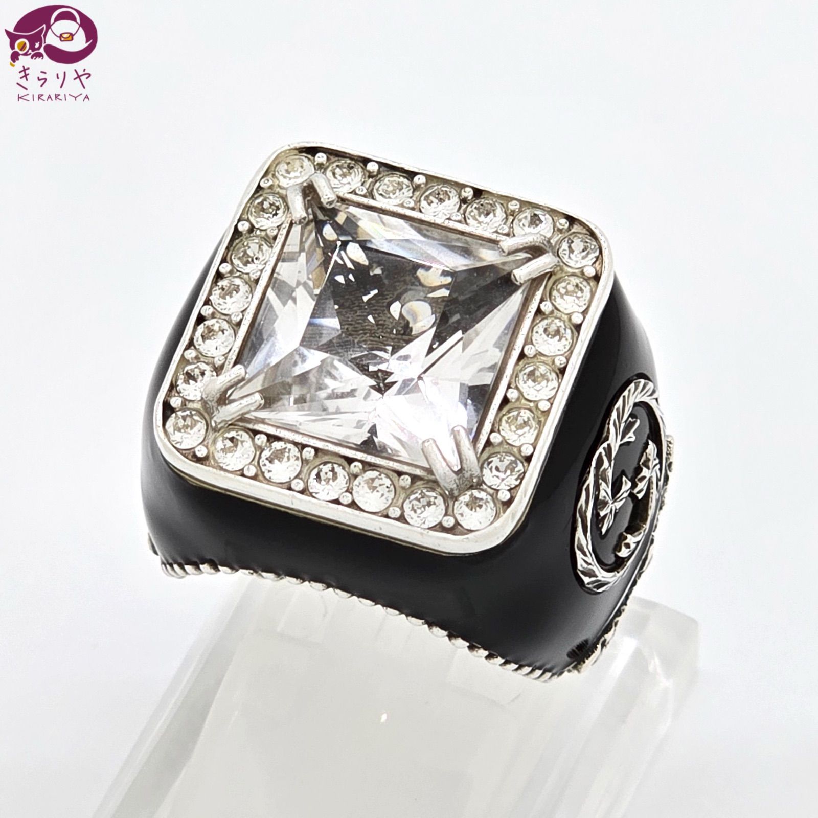 GUCCI グッチ 538037 クリスタル エナメル インターロッキングG リング 17 約17号 スターリングシルバー SV925 イタリア製