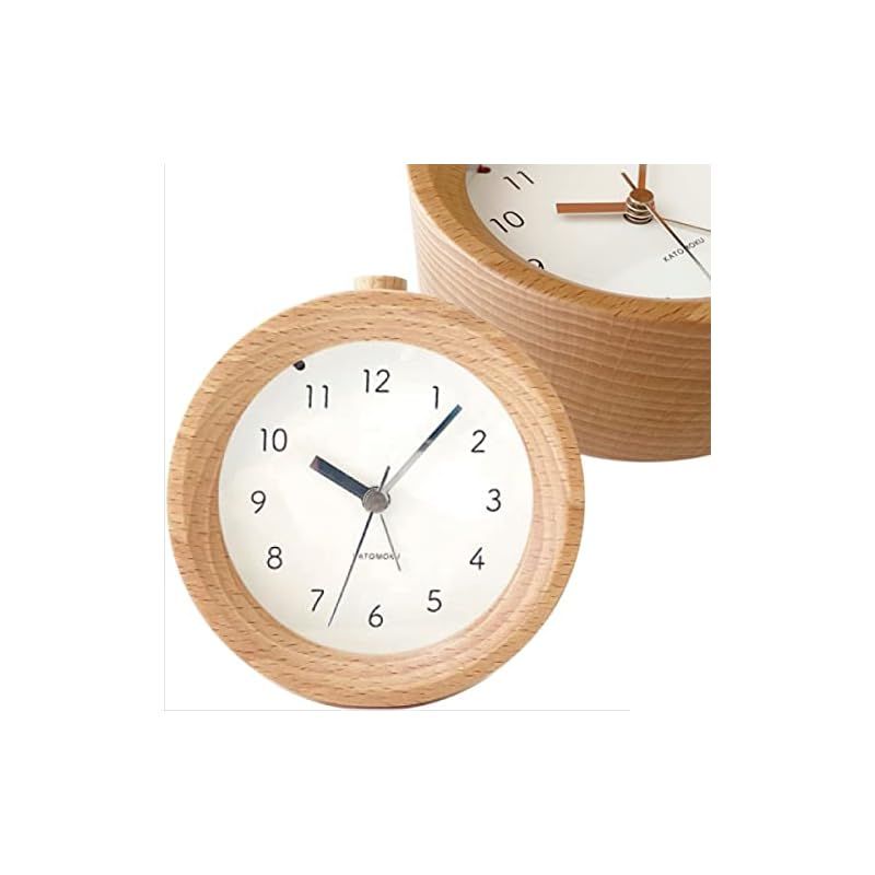 彡 Alarm Clock 6 ナチュラル km-89 NA 目覚まし時計 木製 スヌーズ ライト . .6 cm