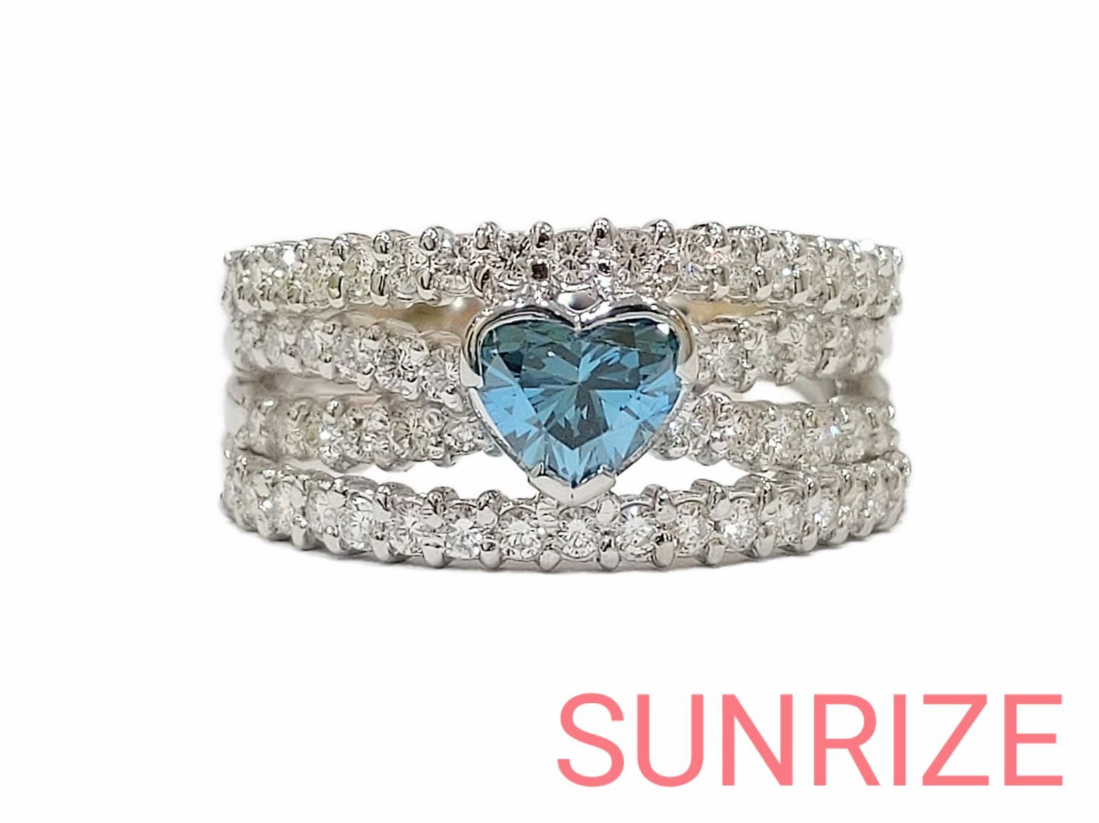 Pt900 ハートブルダイヤモンド ダイヤモンド リング Pt900