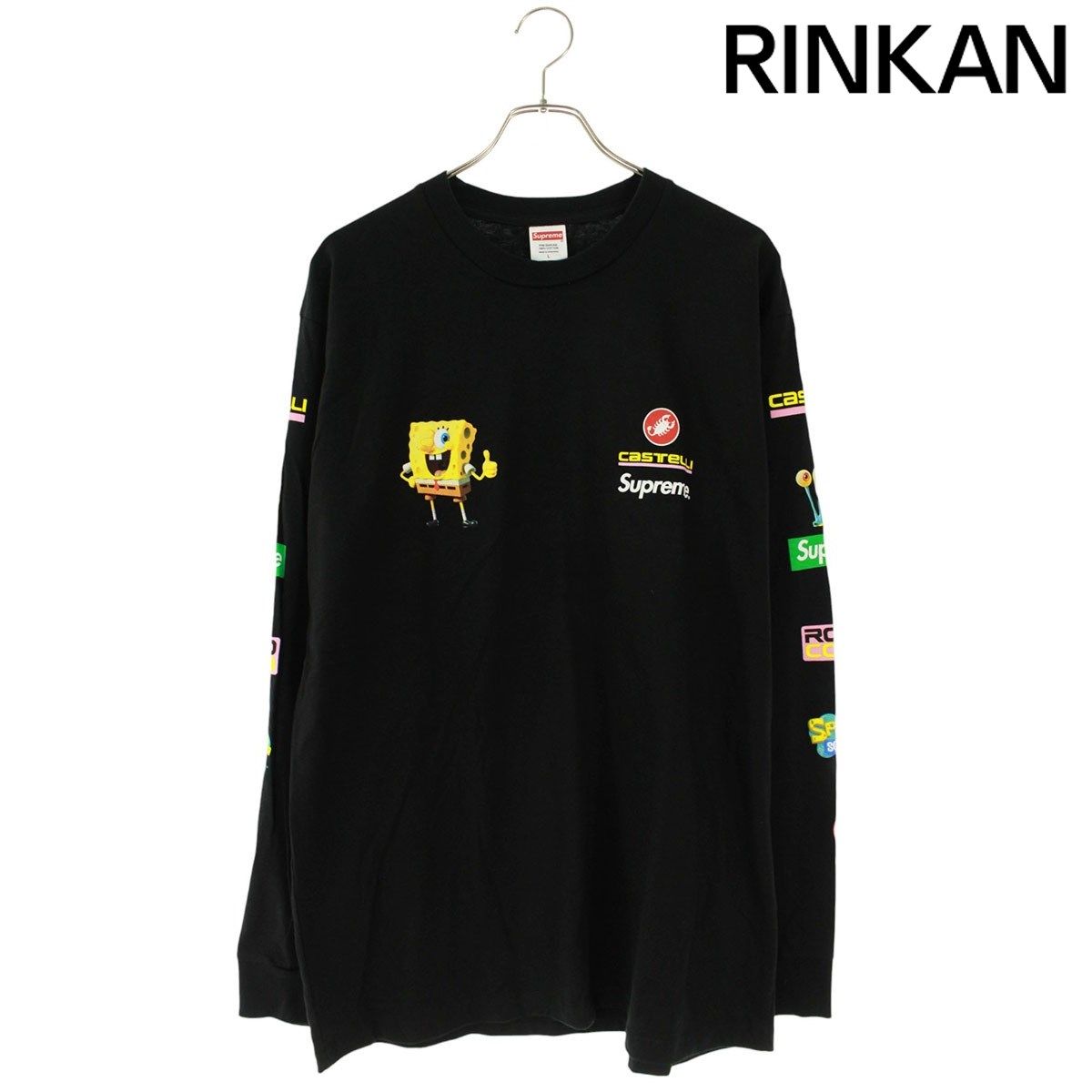 シュプリーム ×カステリ 25SS SpongeBob Castelli Racing L S TEE キャラクターボックスロゴプリント長袖カットソー メンズ L