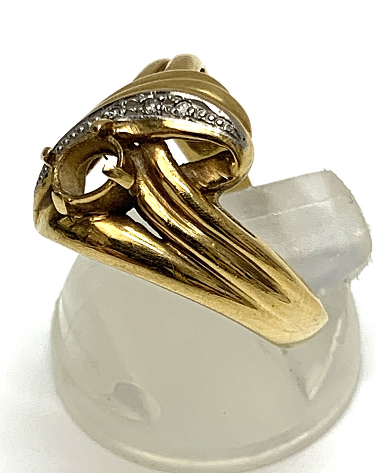 訳あり 格安》 K18 / PT900 コンビ ダイヤモンド 総計 0.02ct リング