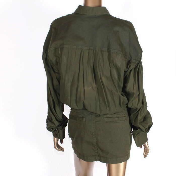 ディースクエアード シャツ ドレス ワンピース DTN 003 961 グリーン ロゴ ブロッサム 花 ワッペン チュニック ブラウス トップス シースルー メイン レディース