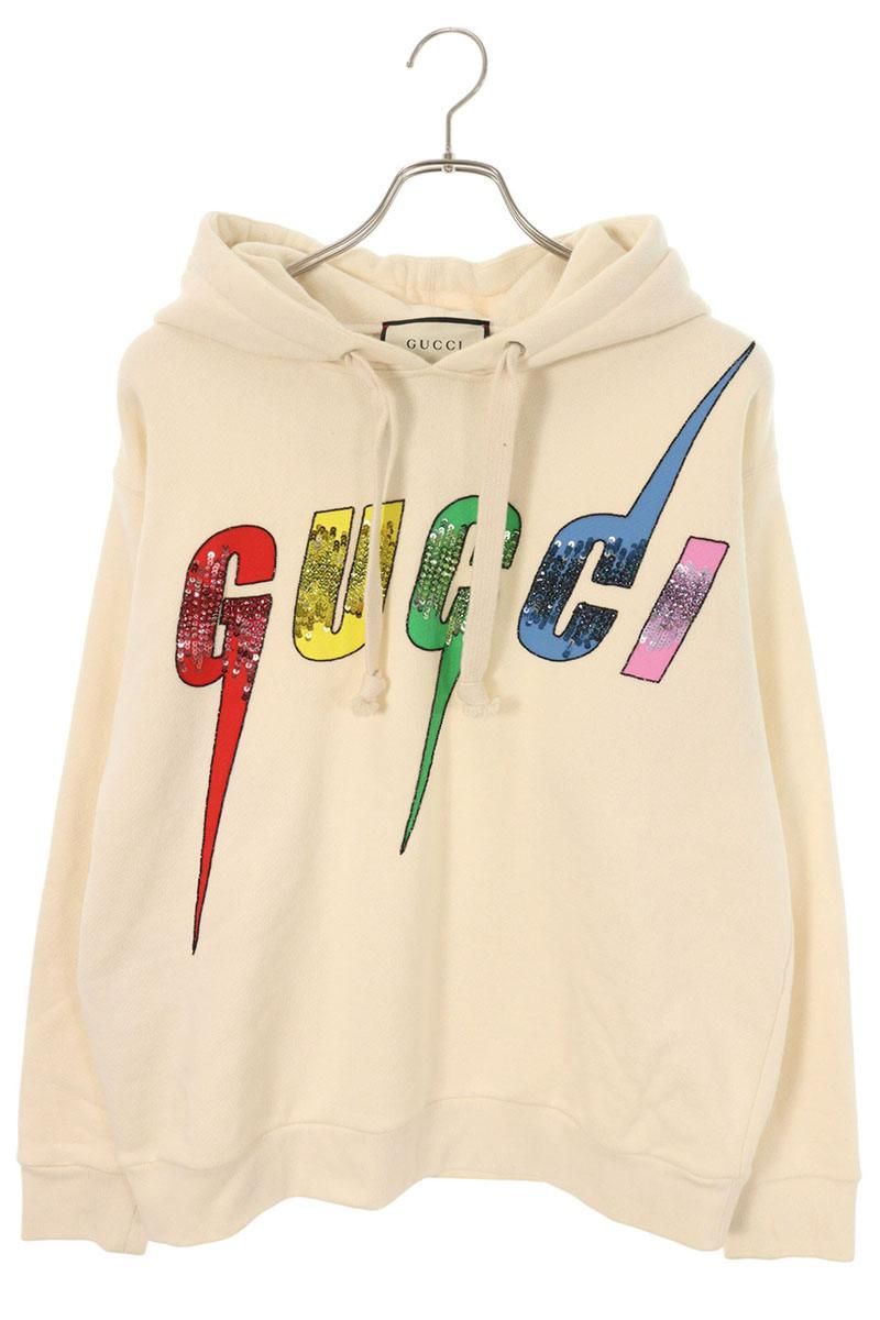 グッチ 469251 XJA0E スパンコールブレードロゴパーカー メンズ S