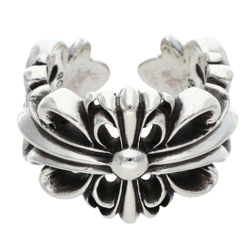 クロムハーツ DBL FLRL CRS ダブルフローラルクロス シルバーリング メンズ 19 5号