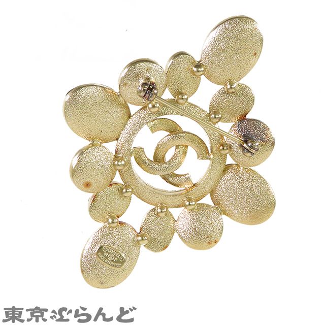 シャネル CHANEL ココマーク ブローチ キャメルxゴールド メタル レジン GP 11 P レディース
