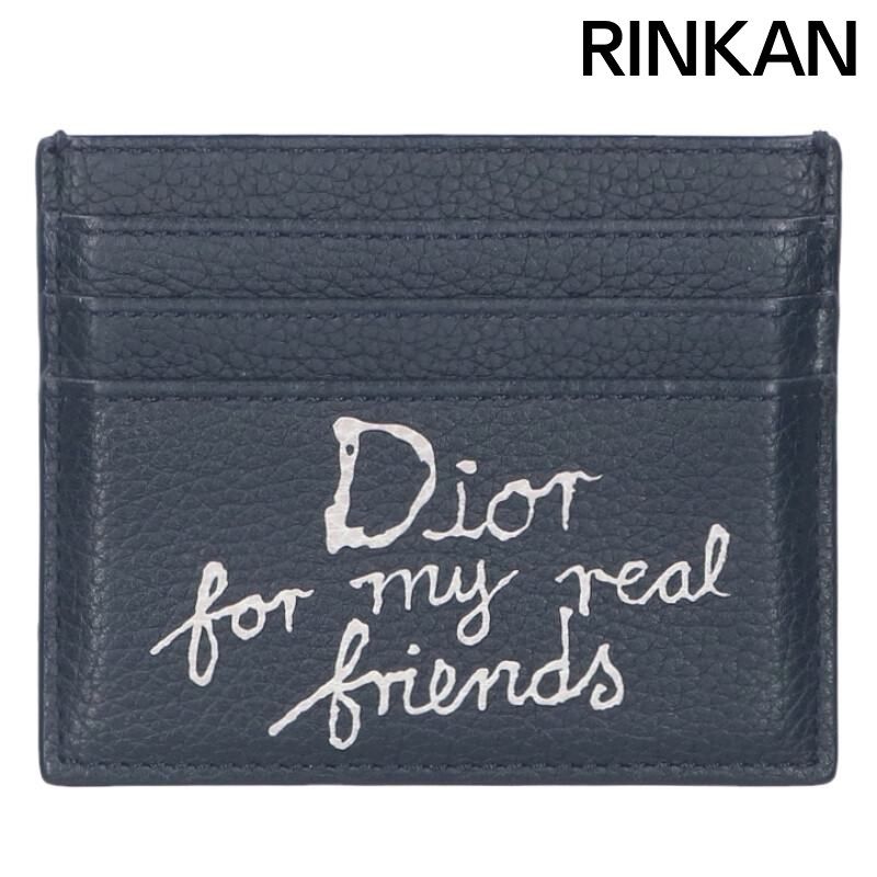 ディオール Hylton Nel メッセージプリントレザーカードケース メンズ