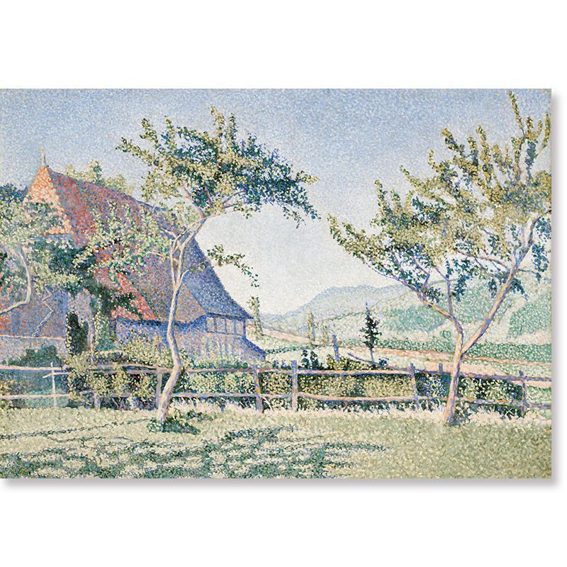 特大サイズ　アンティーク　風景画　外国 A3サイズ ポール・シニャック ポスター 牧草地 コンブラ・ル・シャトー