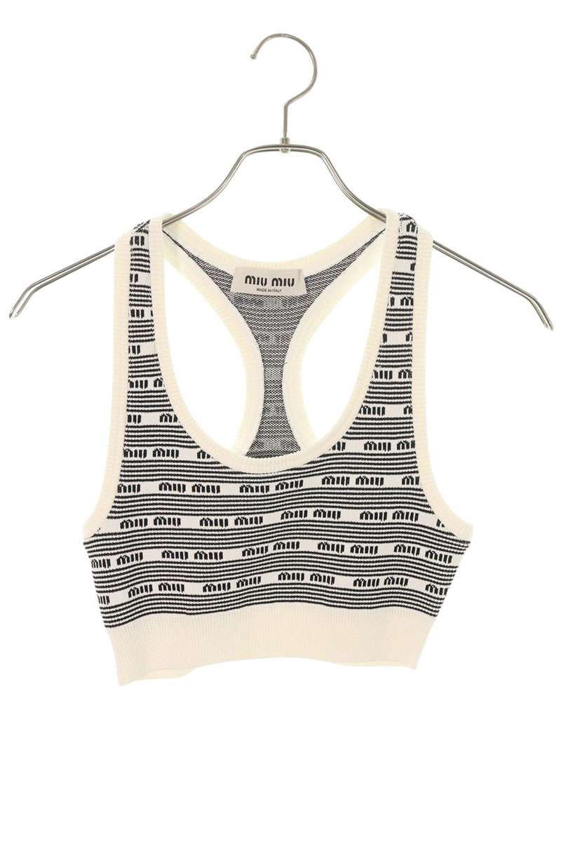 ミュウミュウ MMV072 ビスコースボーダーニットタンクトップ レディース 36