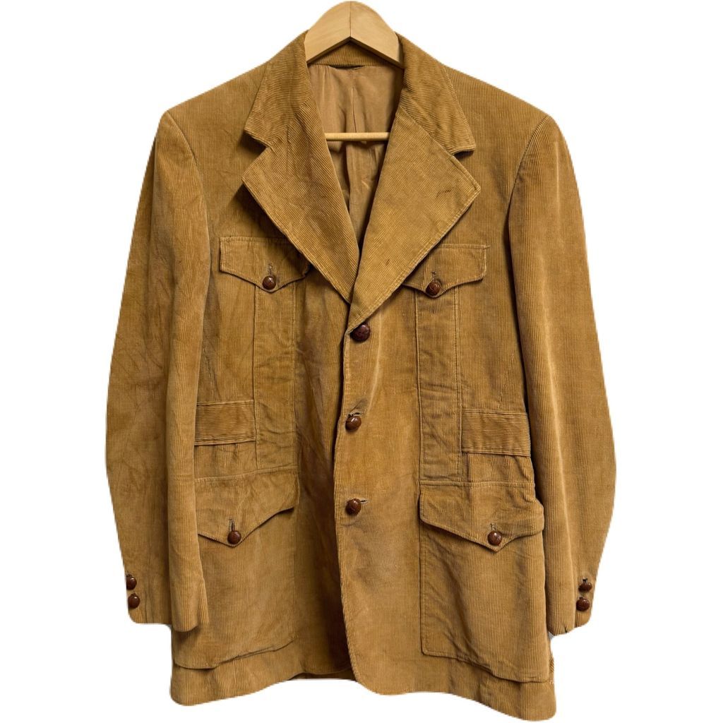 60 s〜 ビンテージ Park Row コーデュロイジャケット サファリジャケット フロントボタン ブラウン キャメル No.L 205