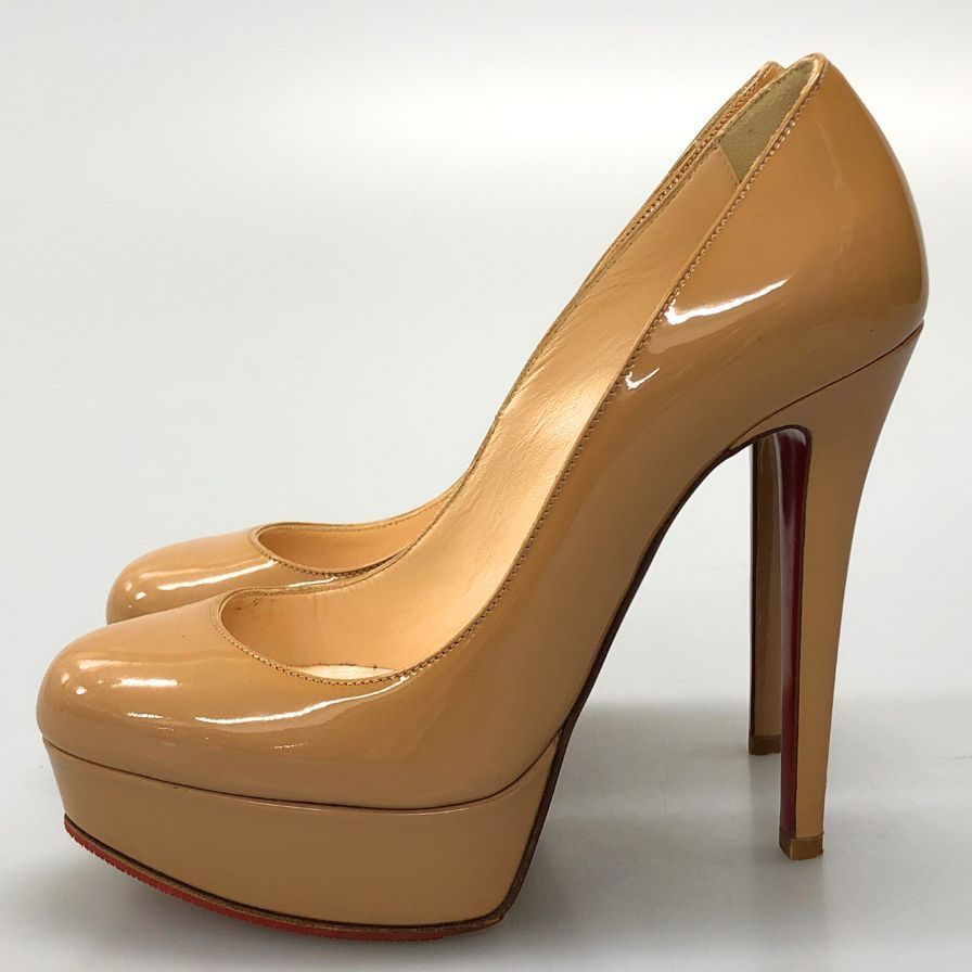 ルブタン ラウンドトゥ ハイヒール パテントレザー ベージュ AFD 2