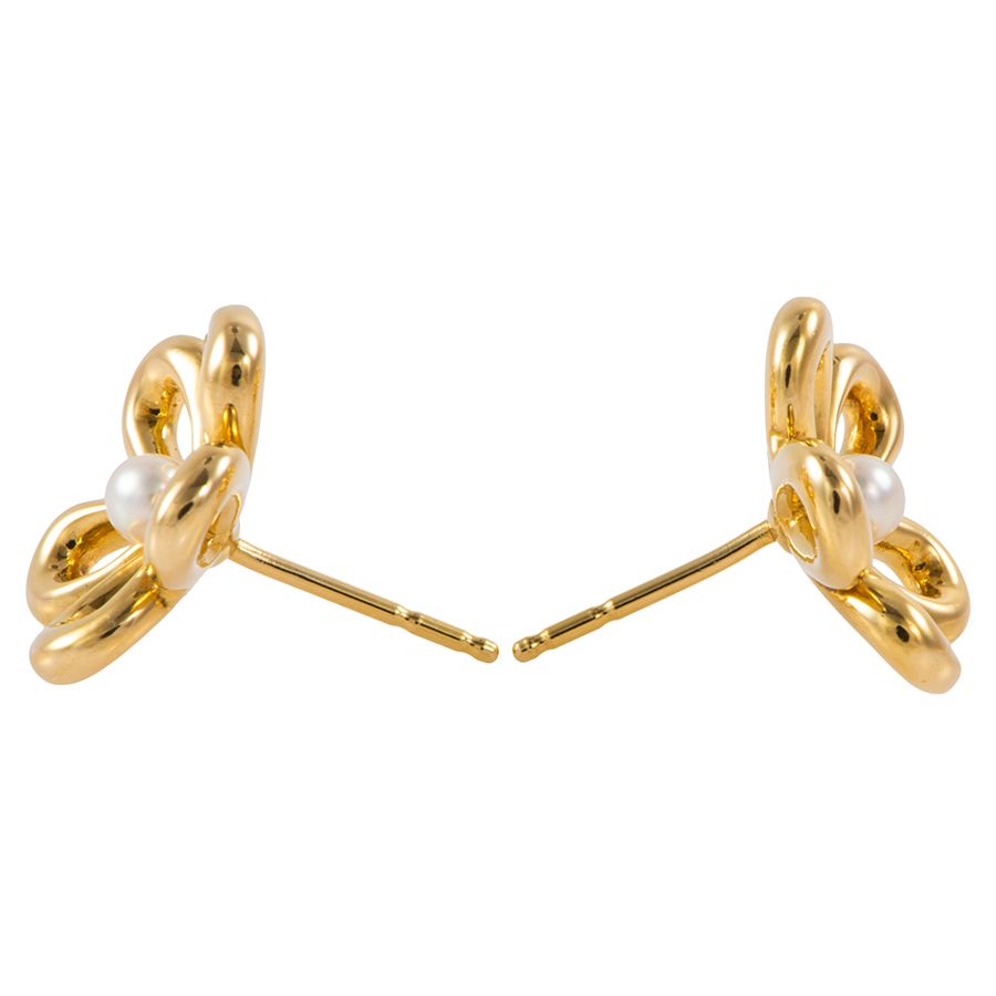 MIKIMOTO ミキモト フラワー ピアス パール ゴールド ホワイト【中古