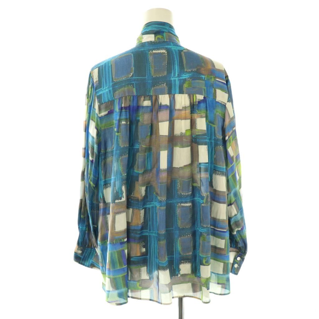 ボールジー BALLSEY トゥモローランド 24SS スタックチェックプリント ワイドボウタイブラウス 36 マルチ DF OS